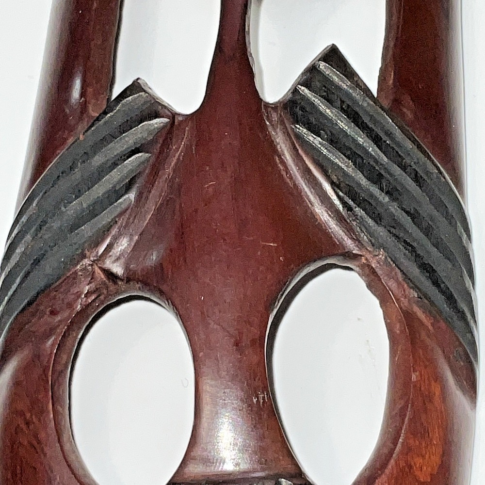 Hand Carved African Style Wooden Mask Wall Decor Red Brown Openwork Long Mask - Picture 15 of 16